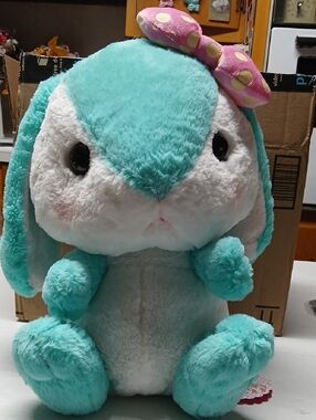 Amuse Japan Poteusa Loppy Vivid Colors Big 18" Bunny Plush Toy Aqua Blue-Green